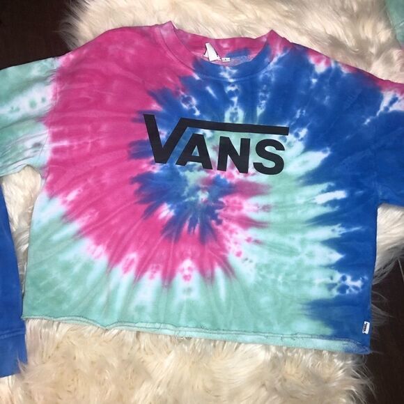 Vans tie dye crop sweatshirt sz Large - Picture 3 of 9